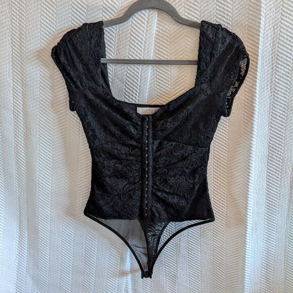 ASTR the Label Sweetheart Black Lace Corset Style Bodysuit Size XS Whimsigoth - Picture 1 of 8